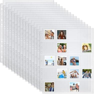 Imagem de Fuyoooo Pacote com 100 páginas protetoras de slides para fotos, comporta 20 slides de 35 mm na parte superior para fichário de 3 anéis, comporta 2000 fotos de 5 x 5 cm, refil de álbum de armazenamento