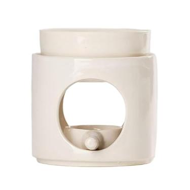 Imagem de Ｂｅｓｇａ Queimador de óleo essencial de porcelana, suporte para velas multiuso, difusor de óleos aromáticos, suporte para velas Tealight para mesa, banheiro e, Bege