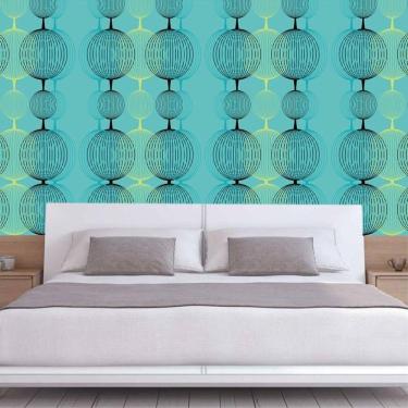 Imagem de Papel De Parede Verde E Globo Preto E Amarelo Autocolante