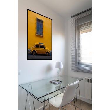 Imagem de Quadro Decorativo Carro Antigo Itália Amarelo - 70X50Cm