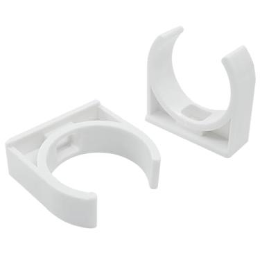 Imagem de BokWin Grampos de tubos de água de PVC em forma de U, pacote com 50, fivelas em forma de U de PVC branco de 32 mm para bandejas de TV/tubos/suporte de mangueira, clipes de instalação rápida para