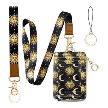 Imagem de Porta-crachá de identificação e carteira de cordão bolimoss Sun Moon