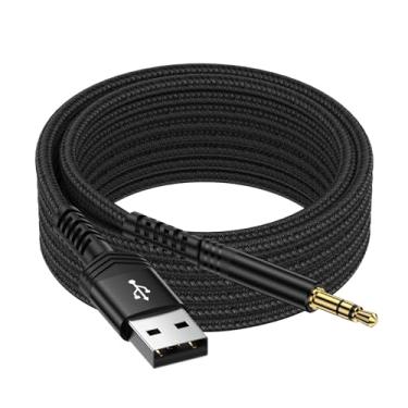 Imagem de Adaptador de áudio USB para auxiliar de 3,5 mm, cabo de áudio macho para conector auxiliar TRS estéreo nylon trançado para fones de ouvido, alto-falante, PC, laptop, PS5, PS4, Windows, Mac OSX