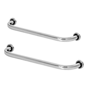 Imagem de Kit 2 Barras De Apoio Para Banheiro De Idoso 40cm E 80cm - MetalCromo