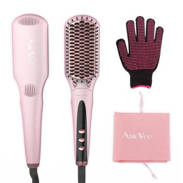 Imagem de Alisador de cabelo e escova de ondulação Amovee Thermal Brush
