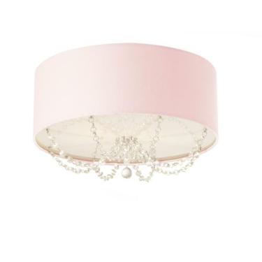 Imagem de Plafon Princesa 50x15 Em Tecido E Cristal - Quarto, Sala Rosa - Tom Lu