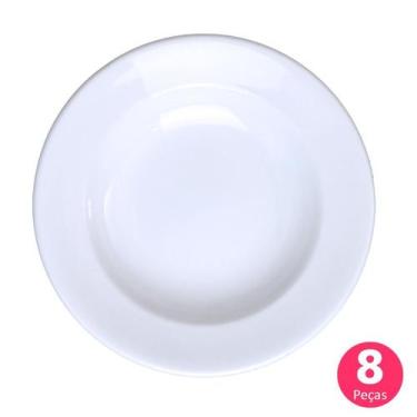 Imagem de Jogo 8 Pratos Fundos Sopa Porcelana Profissional Bar Hotel Germer - Po