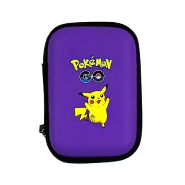 Imagem de Estojo com Ziper Porta Cards Cartas Pokemon GO Pikachu Portátil Roxo B