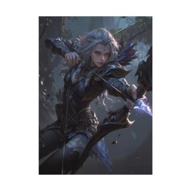 Imagem de Katomula 100 MTG Card Sleeves with 100 Inner Sleeve, Textured Back Art Sleeves, Fit Standard Size Cards-Dark Elven Archer