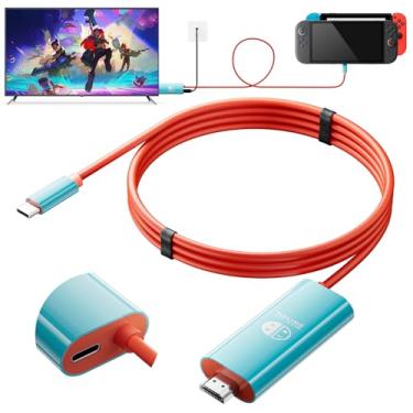 Imagem de TanReginal Switch 2 TV Dock Cabo HDMI, USB-C para HDMI 2.0 Docking Station Substituição para Nintend0 Switch 2/Switch/OLED, cabo adaptador de viagem portátil 4K 60Hz com carregamento rápido PD de 100W
