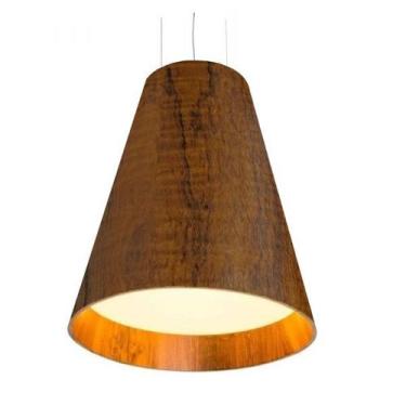 Imagem de Lustre Pendente Cônico 50x60cm 3xE27 Madeira Imbuia - FOXLustres