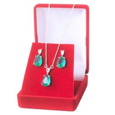 Imagem de Conjunto Colar Veneziana Com Pingente Gota De Zircônia Prata 925 E Bri