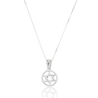 Imagem de Corrente Veneziana Com Pingente Estrela De Davi Prata 925kl - Juniorjo