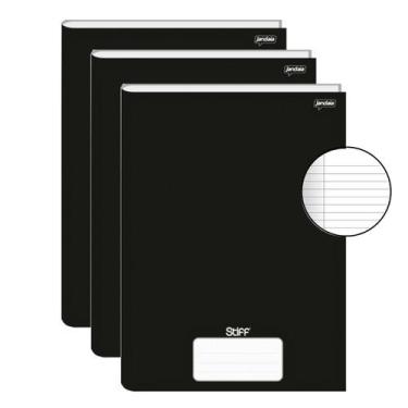Imagem de Caderno Brochura Grande Capa Dura 96 Folhas Kit 3un Stiff Escolar Educ