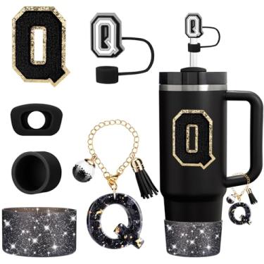 Imagem de Mity rain Conjunto de 6 peças de acessórios para copo Stanley Cup 850 g 1,134 g copo com alça, acessórios pretos incluindo topo de palha, bota, tampa à prova de derramamento, pingente de alça, adesivo