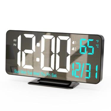 Imagem de Despertador digital KOSUMOSU 17 cm com alarme duplo e temperatura pret