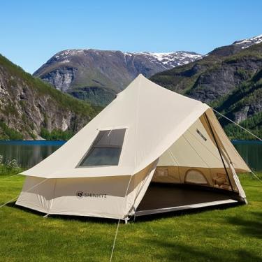 Imagem de Barraca Bell Yurt, barraca quente de luxo à prova d'água para 4 estações com conector de fogão/ar condicionado/2 claraboias para acampamento ao ar livre em família Oxford Glamping Tendas para vida