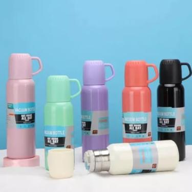 Imagem de Conjunto de Garrafa Térmica a Vácuo 500ml com 3 Canecas, Aço Inox, Cores Variadas (roxo)