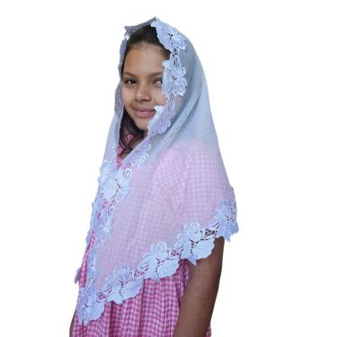 Imagem de Véu CCB Infantil 04 a 8 Anos Renda Média Flores