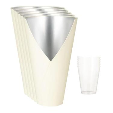 Imagem de Esquirla Caixa para arranjos florais decorativos com 5 peças e forro de PP, acessório para eventos faça você mesmo, suprimentos para floristas, leve e, Bege