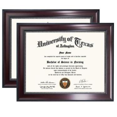 Imagem de Certificate Diploma Frame Graduation Mall Mahogany, conjunto de 2 - Gr