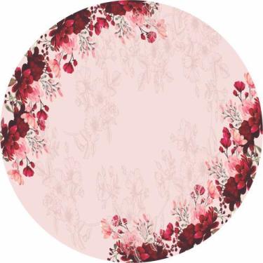 Imagem de Painel De Lona Redondo Flores Marsala Fundo Rosa - Fabrika de Festa, 1