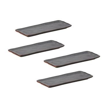 Imagem de Conjunto de Travessas Retangulares Pequenas Porto Brasil Titanium 22x9,5cm - 4 Peças