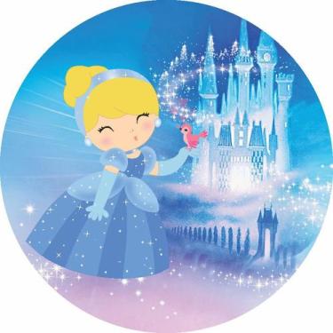 Imagem de Painel de Lona Redondo Cinderela Cute Castelo - Fabrika De Festa, 120x