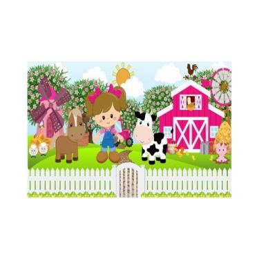 Imagem de Painel De Lona Fazendinha Rosa Menina e Animais - Fabrika de Festa, 40