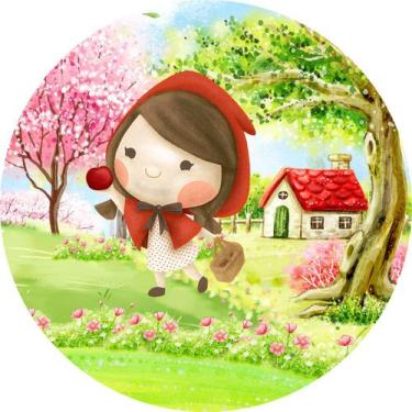 Imagem de Painel de Tecido Sublimado Redondo Chapeuzinho Vermelho Aquarela a Cam