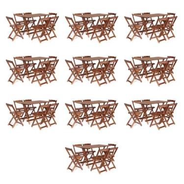 Imagem de Kit 10 Conjuntos Dobráveis 120x70 com 6 Cadeiras Imbuia - Móveis Britz