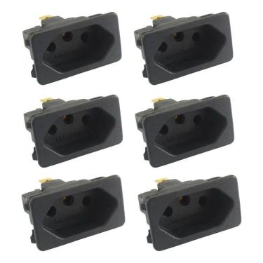 Imagem de 2X Kit 6 Tomada Margirius Fêmea Painel Embutir 3 Pinos 10A