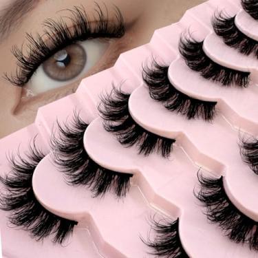 Imagem de HBZGTLAD Novos 7 pares de cílios postiços finos aparência natural cílios falsos olho de gato cílios falsos vison falso faixa fofa cílios postiços pacote (G39)