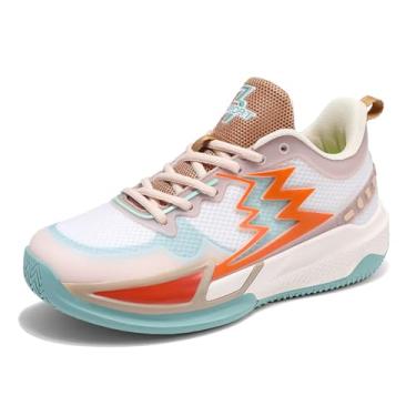 Imagem de Bolognifi Tênis de basquete masculino luminoso, resistente ao desgaste e antiderrapante, calçado esportivo para treinamento Equipamento de basquetebol(Brown,40 BR)