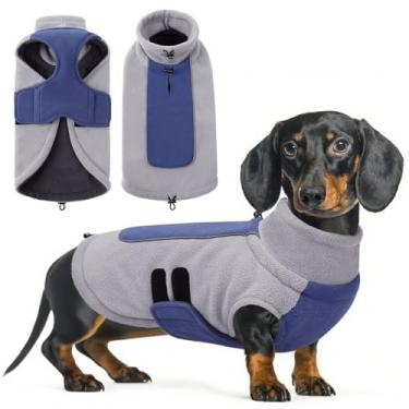 Imagem de Queenmore Suéter de lã para cães, jaqueta de inverno para cães com furo de trela, roupas para filhotes, colete quente Yorkie Chihuahua Dachshund para cães pequenos, gatos, meninos ou meninas, azul PP