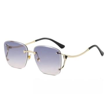 Imagem de HCPIHF Óculos de sol femininos de metal sem armação, armação grande, polarizados, UV400, espelhados (3)