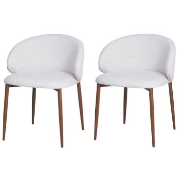 Imagem de Kit 2 Cadeiras Com Braço Firenze Fratini Revestida Tecido Nude Estrutura Em Aço Carbono Amadeirado