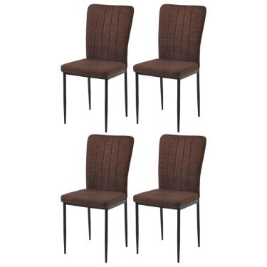 Imagem de Kit 4 Cadeiras V1005 Rivatti 40cm Tecido Marrom-aço Preto