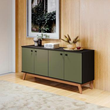 Imagem de Aparador Kappesberg 4 Portas Preto Fosco-verde Frevo 156cm