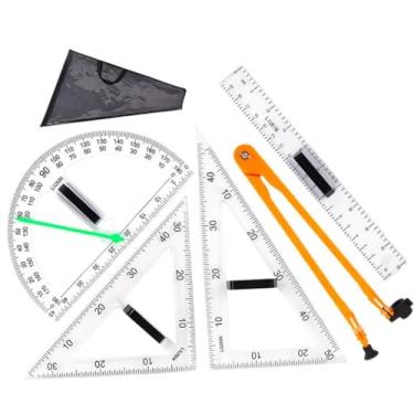 Imagem de Generic Grande conjunto de régua matemática geométrica, conjunto de ferramentas geométricas, ensinar ferramenta matemática geométrica para quadro branco, 5 unidades