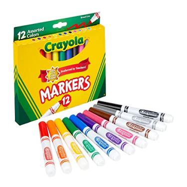 Imagem de Crayola® Marcadores de linha ampla, cores sortidas clássicas e brilhantes, caixa com 12