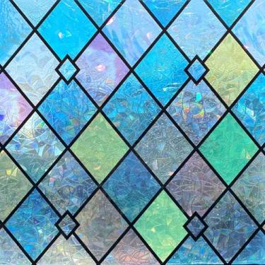 Imagem de Jahoot Película de janela de vitral, película de privacidade aderente para janela, moldura colorida para janela, adesivos decorativos de vidro arco-íris, coletores de sol para casa, bloco de calor