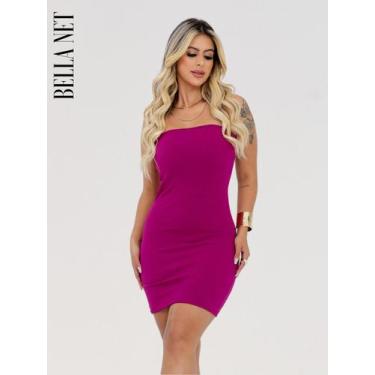 Imagem de Vestido sem alça Justo Tubinho Curto Bandeau Sem Alças Tecido Grosso A