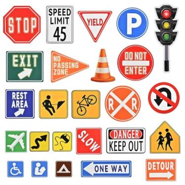 Imagem de Conjunto de adesivos de parede à prova d'água com 25 peças, adesivos de sinalização de trânsito para quarto infantil, sala de aula, decoração de sala de jogos (colorido, tamanho: multitamanho)