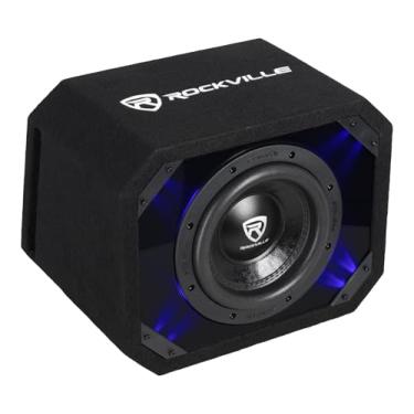 Imagem de Rockville SV8K6D2 Subwoofer de carro K6 de 20 cm 1400 W, 2 Ohm | Caixa de Plexi em caixa MDF ventilada, LED azul/branco selecionável