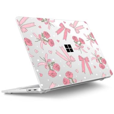 Imagem de Tuiklol Capa para laptop Microsoft Surface 2025 de 13 polegadas, Windows 11 Touchscreen Copilot+ PC Laptop 13 modelo 2095 com superfície de proteção capa de 13 polegadas, laço e rosa