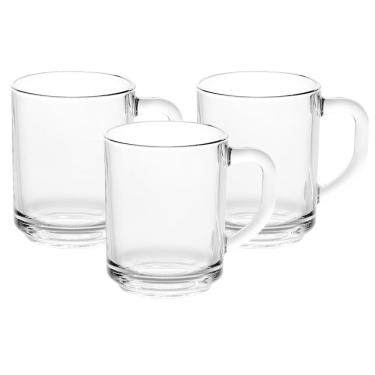 Imagem de Jogo C/3 Canecas de Vidro Transparente Clear 250ml Cappuccino Lehaví