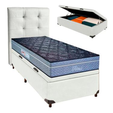 Imagem de Kit Cama Box Bau + Cabeceira + Colchão Solteiro Molas Ensacadas - Petrus - Paropas