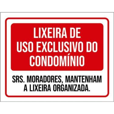 Imagem de Kit 3 Placas Lixeira Uso Exclusivo Condomínio Organizada
