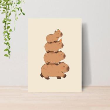 Imagem de Quadro Capivaras Fofas A4  Placa MDF 012 - Lomi Art